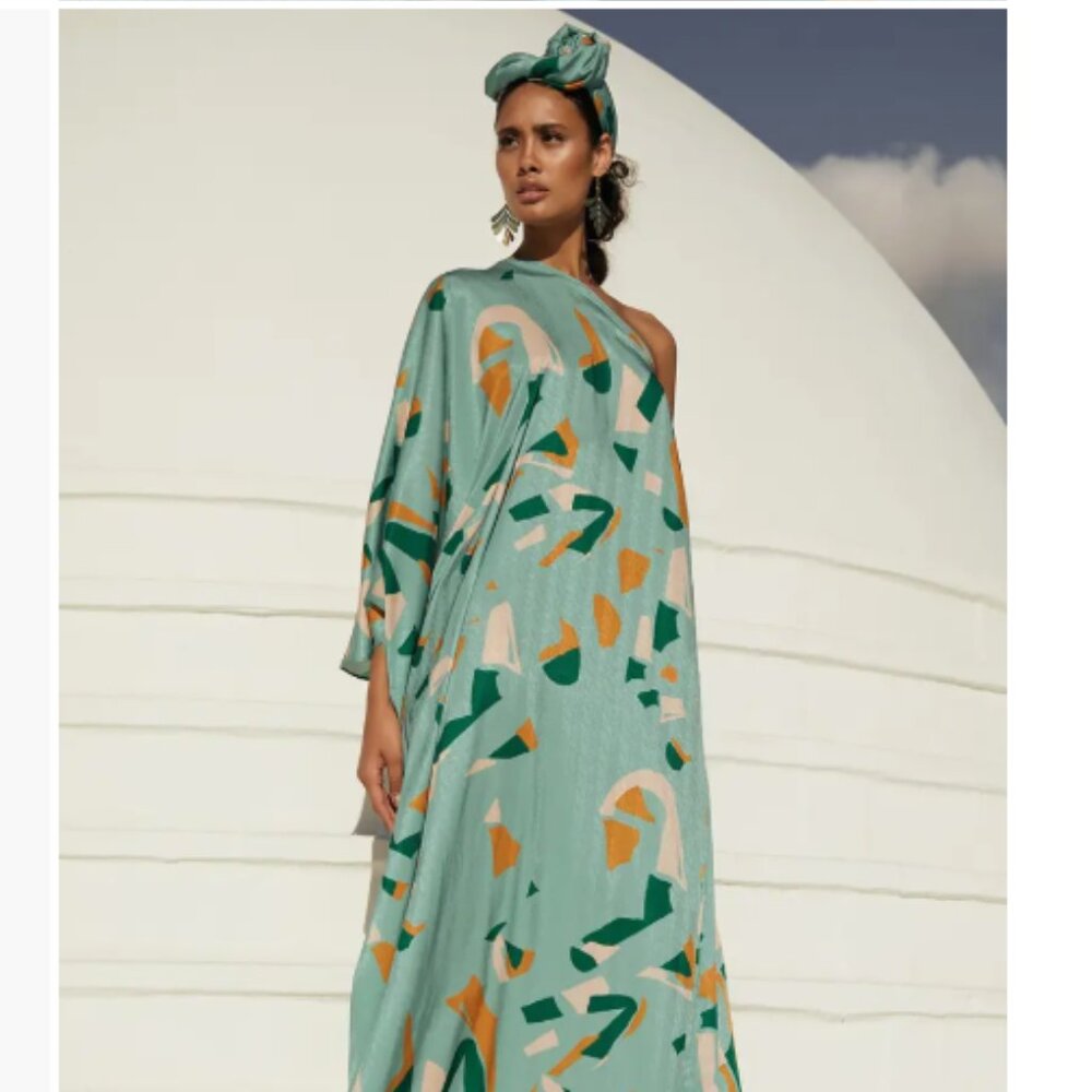 114 DIARRABLU Satu One-Shoulder Kaftan Dress Size XL